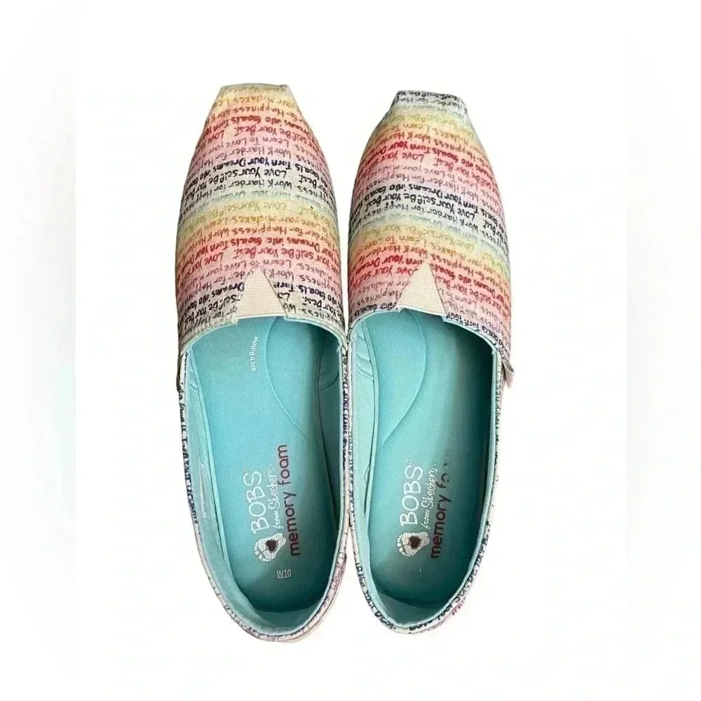 BOBS by Skechers Inspire Me Alpargata Slip On Flat Shoes Rainbow Women’s size 10